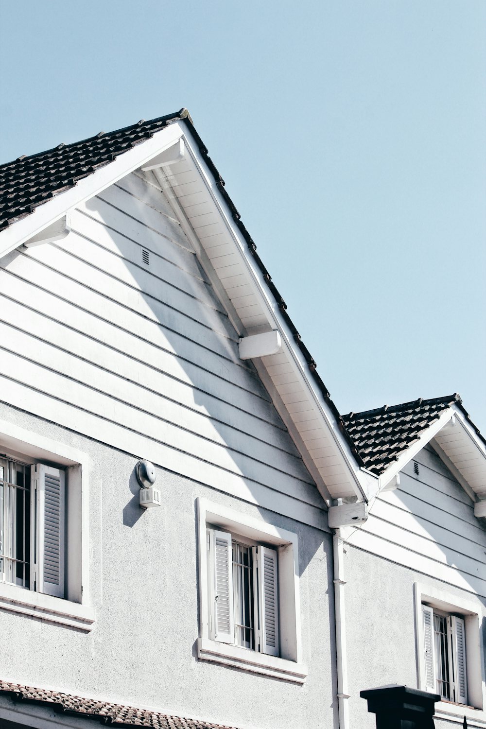White gable and dark roofline detail